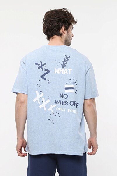 defys Чоловіча велосипедна сорочка з коротким рукавом Oversize Fit з принтом - Rufus Blue Melange