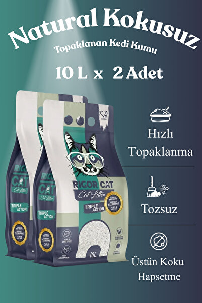 RIGOR CAT Naturel Topaklanan Kedi Kumu 2x10 LT