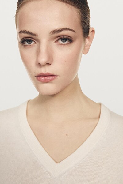 Massimo Dutti %100 kaşmir triko V yaka kazak