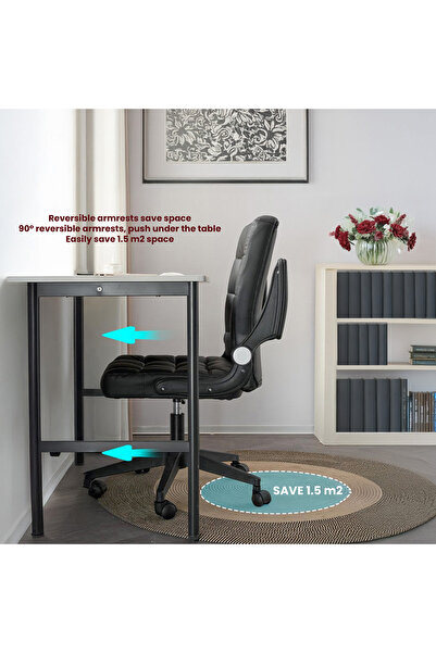 Quasar & Co. Ergonomic office chair, swivel, folding handles, adjustable height, eco-leather, black