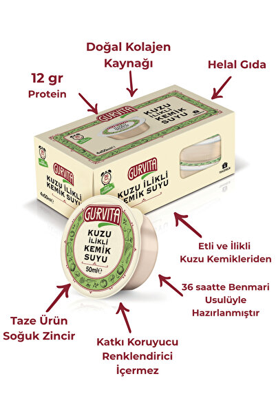 Gurvita Kuzu İlikli Kemik Suyu 50 ML 16 Adet