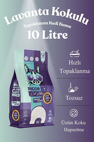 RIGOR CAT Lavanta Kokulu Topaklanan Kedi Kumu 10 LT