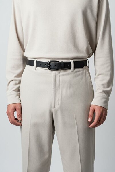 Gesa حزام رجالي أسود رفيع بإبزيم أسود غير لامع مقاس 2.5 سم