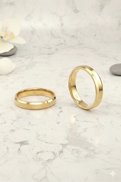 deren gümüş Klasik Şıklık: 4mm Kenar Pahlı Parlak Gümüş Bay Alyans