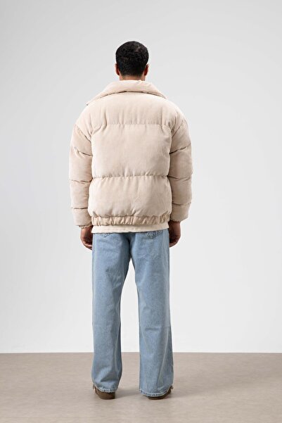 VAMOSCLO Oversize Velvet Puffer Coat Stone