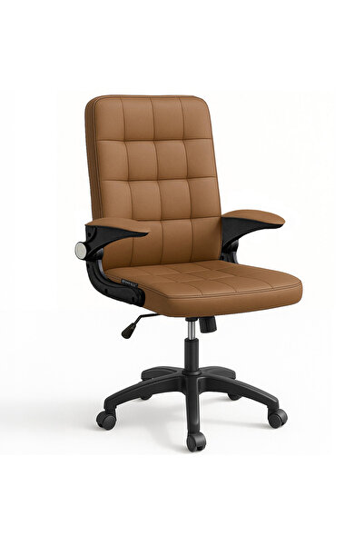 Quasar & Co. Ergonomic office chair, swivel, folding handles, adjustable height, eco-leather, beige