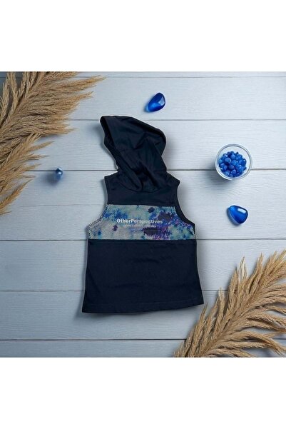 Nanica Kids Hooded Mesh Sleeveless Tshirt Black