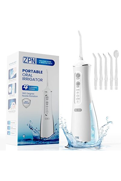 Choice جهاز تنظيف الأسنان بالماء ZPN أبيض اللون لتنظيف الأسنان واستخدام خيط الأسنان مع 5 رؤوس نفاثة قابلة للاستبدال، مقاوم للماء بدرجة IPX7