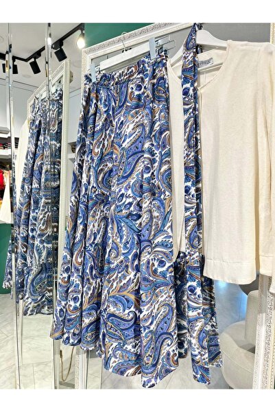 MERAM BUTİK Hewes Linen Skirt Suit - Blue - 1