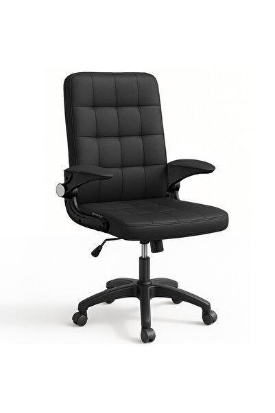 Quasar & Co. Ergonomic office chair, swivel, folding handles, adjustable height, eco-leather, black