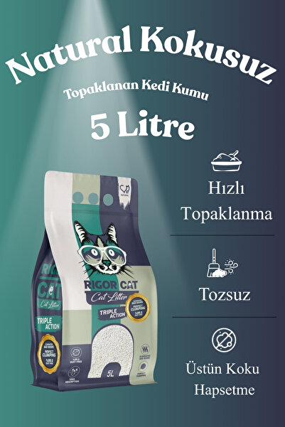 RIGOR CAT Naturel Kokusuz Topaklanan Kedi Kumu 5 LT