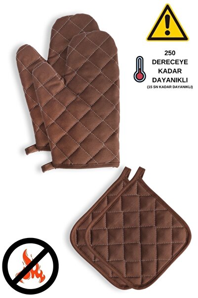 sevilya Yanmaz Ve Isıya Dayanıklı Fırın Eldiveni Ve Tutacak (2 ELDİVEN, 2 TUT...