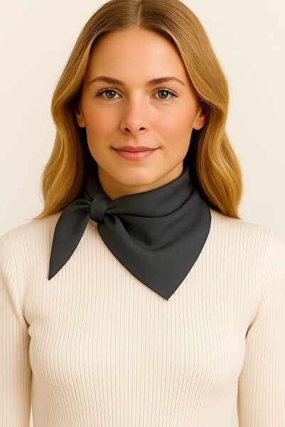 nehir eşarp Antrasit Esnek Fular Bandana 50x50 Cm