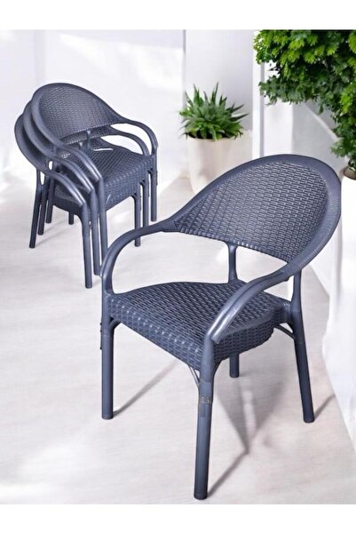 nar sokağı 4 Adet Bambu Rattan Kollu Sandalye Koltuk