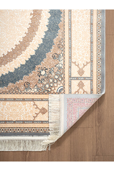 Karmen Halı Imperial Luxe IL002M Krem Gri Çerçeveli Göbekli Halı Klasik Desen...