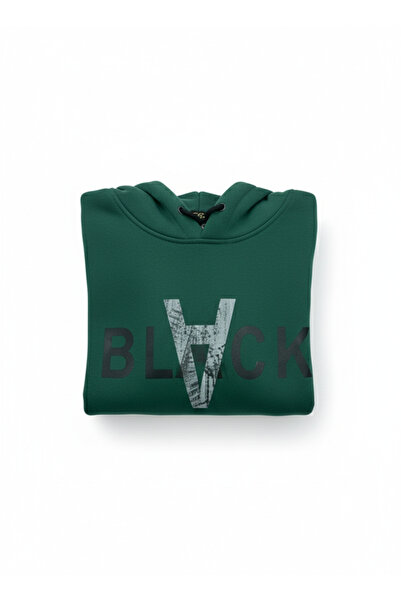 QUOS Μαύρο ανδρικό φούτερ με γράμματα