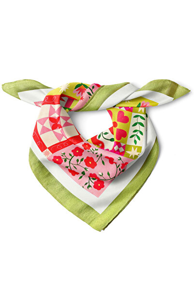 nehir eşarp Patchwork Çiçek Desen Fular Bandana 50x50 Cm
