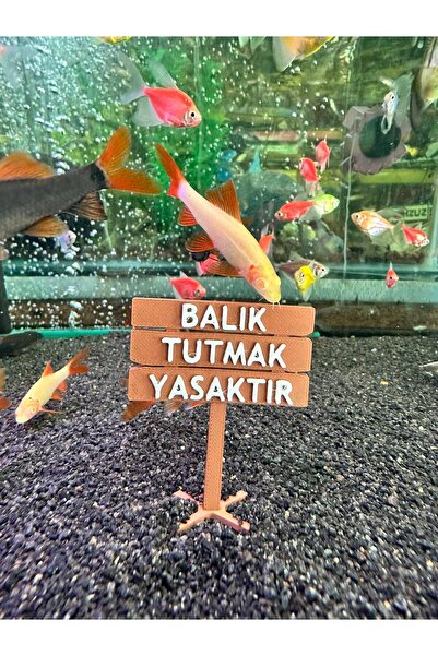 MUYU CRAFT Akvaryum Tabela Dekoru Balık Tutmak Yasaktır 6x5 cm Suya Batan Model