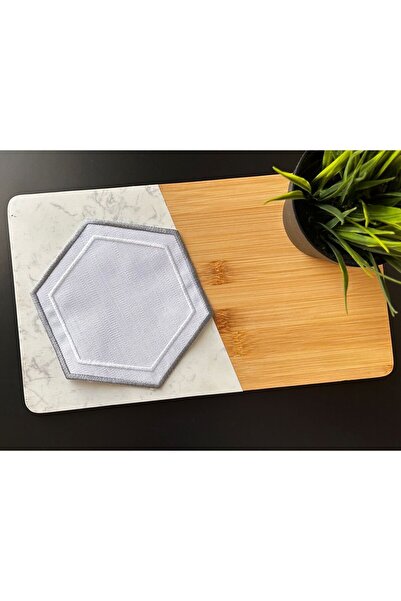 ELFİDA Luxury Embroidered Coffee Presentation Napkin with Honeycomb Pattern (2 Pcs)