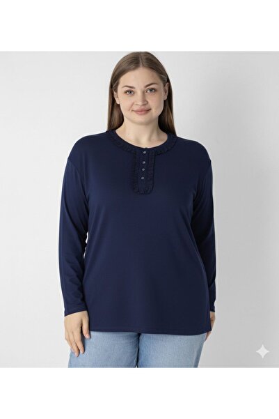 Orly More Țesătură din viscoză Mini cu fante Mărime obișnuită Mâneci lungi Bluză din bumbac pieptănat pentru mamă cu detaliu de rever și nasturi