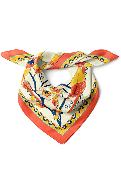 nehir eşarp Güneşli Çiçekle Desen Fular Bandana 50x50 Cm