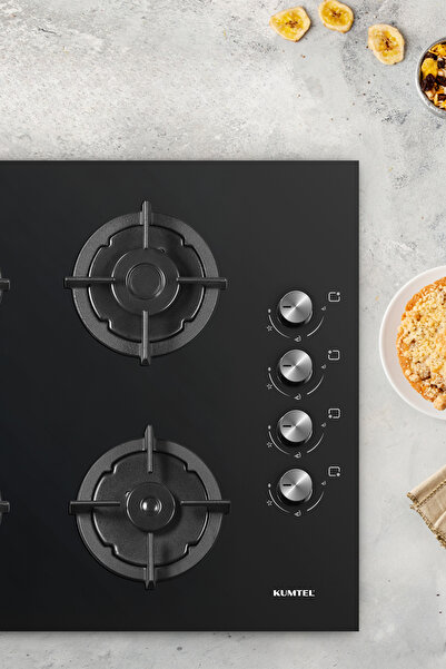 KUMTEL Plus Siyah Cam Ankastre Ocak KO-40 TAHDF