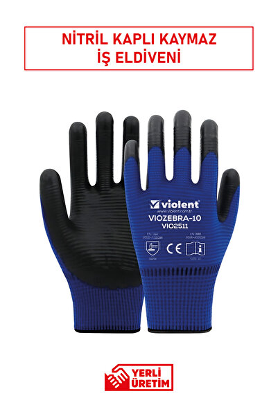 VİOLENT Viozebra 2511 Nitril Kaplı İş Eldiveni | Yağ Tutmaz, Kaymaz ve Nefes Alabilir Tasarım