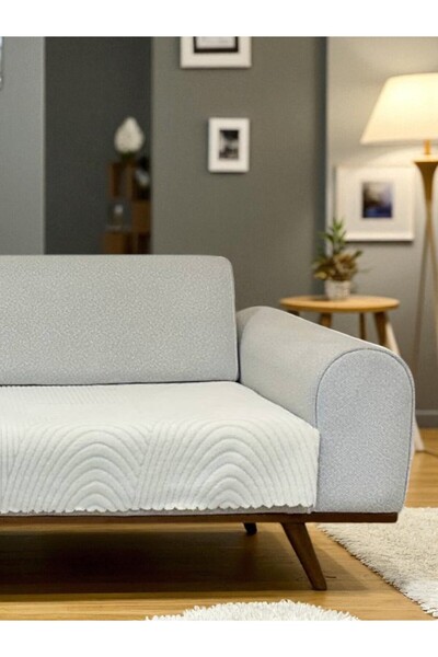 coverbox Kaymaz Taban Süngerli WELSOFT Koltuk - Çekyat Örtüsü 100x210 krem rengi