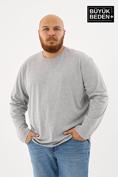 Superlife Ανδρικό μακρυμάνικο μπλουζάκι με λαιμόκοψη 2 κλωστών σε μεγάλο μέγεθος