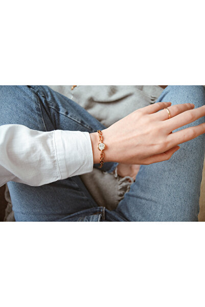 ATELİER GİZEM Xuping Kararmaz Rose Gold Tek Taş Zincir Kadın Bileklik