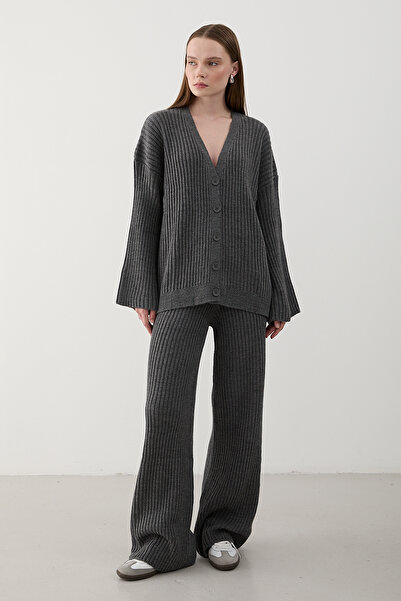 Laluvia Anthracite Cardigan Knitwear Set - 4600