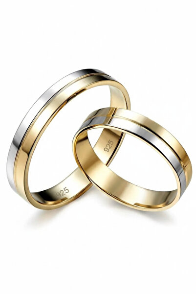 deren gümüş 925 Ayar Gümüş 4mm 2Renkli Kombin Alyans