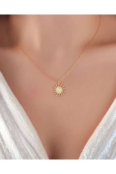 İNDİGO TAKI Zarif Güneş 14 Ayar Altın Kolye