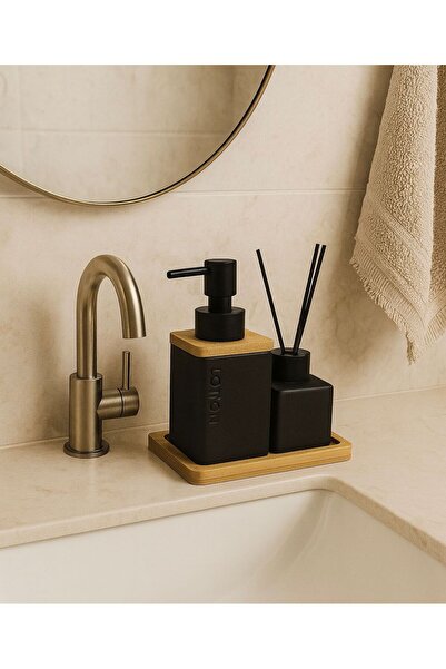 Genel Markalar AHŞAP TEPSİLİ SABUNLUK VE KOKULUK BANYO TAKIMI BANYO DÜZENLEYİCİ