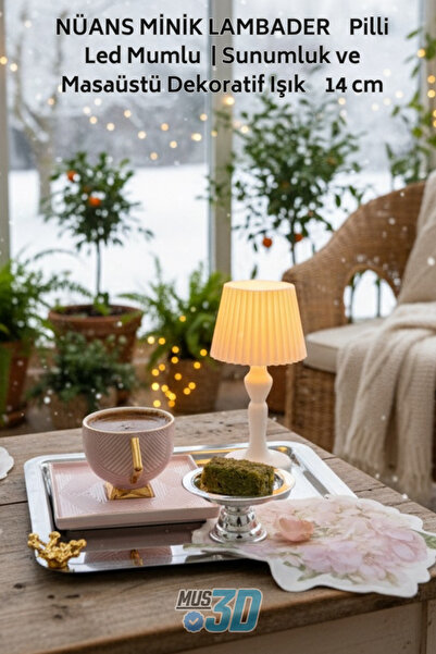 Mus3D NÜANS MİNİK LAMBADER | Pilli Led Mumlu | Sunumluk ve Masaüstü Dekoratif...