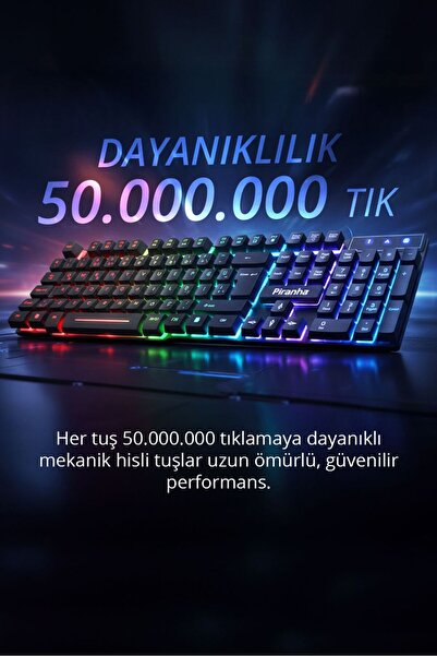 Piranha 2345 USB Kablolu 7 Renk LED Işıklı Gaming Q Klavye