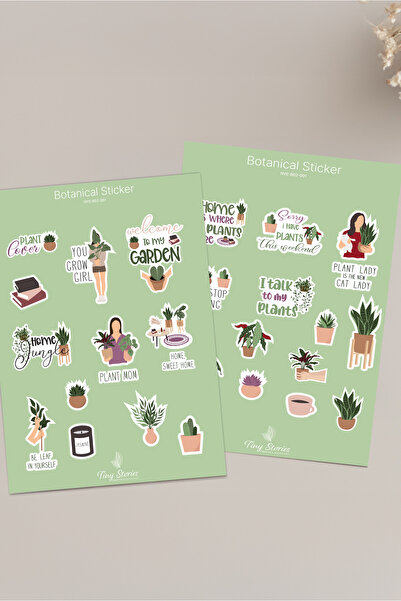 tinystoriestr Σετ αυτοκόλλητων με θέμα λουλούδια - Ατζέντα, Σημειωματάριο, Ημ...