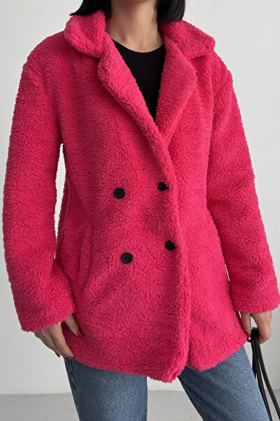 ALFUDO Moda Collection Winter Women's Teddy Fuchsia Coat