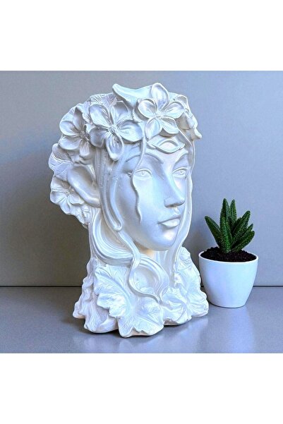 velve Venus Flower Lady Vase, 33 cm, Pearl White