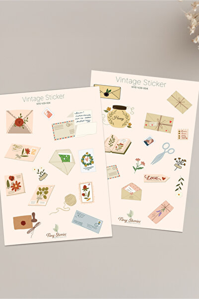 tinystoriestr Σετ αυτοκόλλητων βίντατζ – Ατζέντα, Σημειωματάριο, Μπουλέτ Τζέρ...