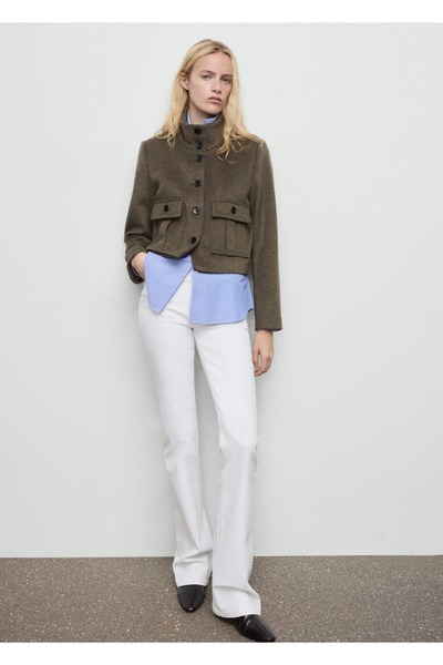 MANGO Woman Cepli yün karışımlı ceket