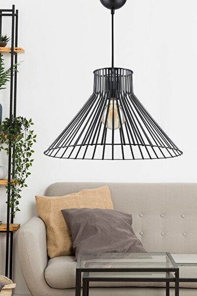 DEDE Tekli Panama Sarkıt Avize Siyah Dekoratif Obje