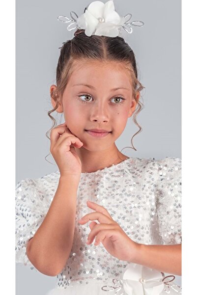 Mnk Baby&Kids Κοριτσίστικη Παγιέτα Βραδινό Φόρεμα Venna M00761 ΛΕΥΚΟ