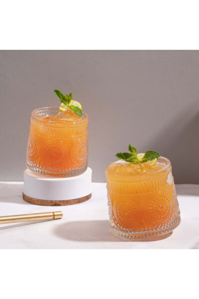 ORTAKÖY CENNETİ Whiskey Cocktail Glass Glass 360 Rotating Glass Glass Set of 2 160ml