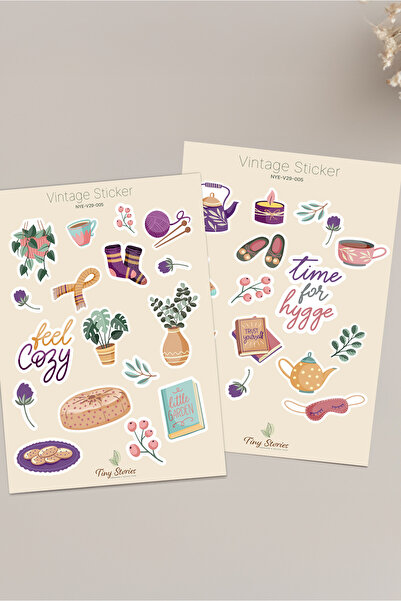 tinystoriestr Σετ αυτοκόλλητων βίντατζ – Ατζέντα, Σημειωματάριο, Μπουλέτ Τζέρ...