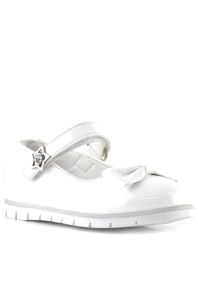 Rakerplus Balerini pentru fete din piele lacuita albă cu fundă și stea cu velcro