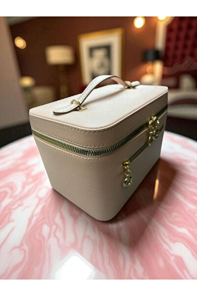 Gold Box حقيبة مستحضرات التجميل مع مرآة للسفر ومنظم ملحقات المكياج PUDRA