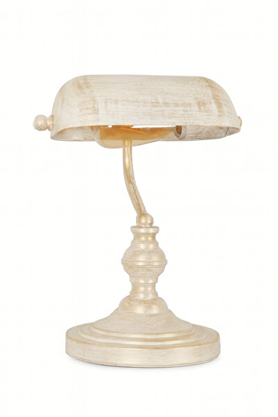 Venon Aydınlatma Aydınlatma Banker Masa Lambası Krem Sarı Patine Makam Lüks Ofis Lambası