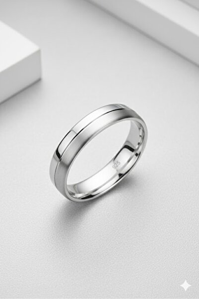 deren gümüş 4mm Yarı Mat Yarı Parlak Çizgi Detaylı ,gümüş Alyans,söz,nişan,ev...