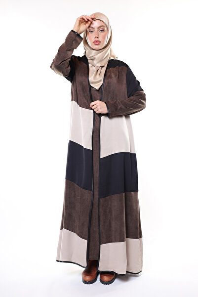 HARİKA WEAR ALASİL Abaya – Kahverengi, Bej ve Siyah Tonlarında Lüks Kobra Fer...
